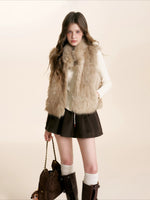 Faux Fur Stand Collar Vest