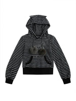 Striped Cat Ear Knit Hoodie