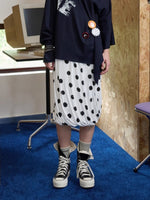 Polka Dot Contrast-Knot Bubble Midi Skirt