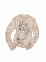 Tattoo Mesh Long Sleeve Top