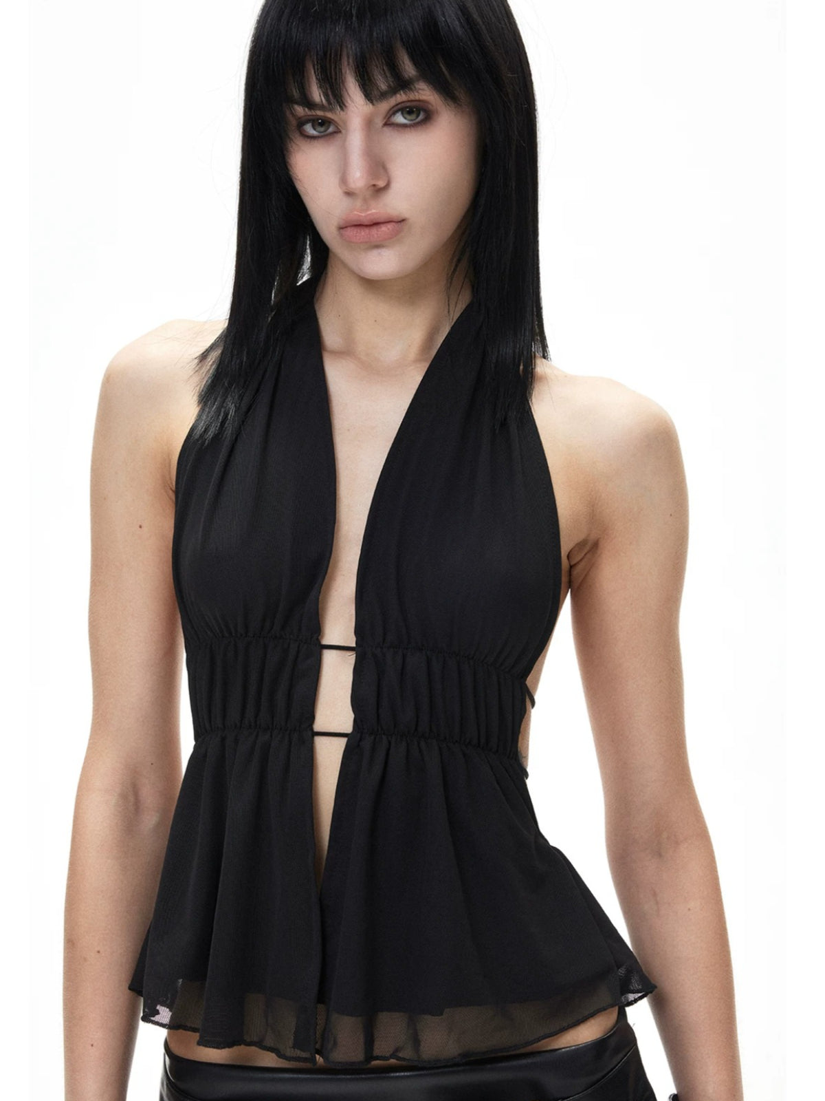 Hollow Back Halter Crop Top