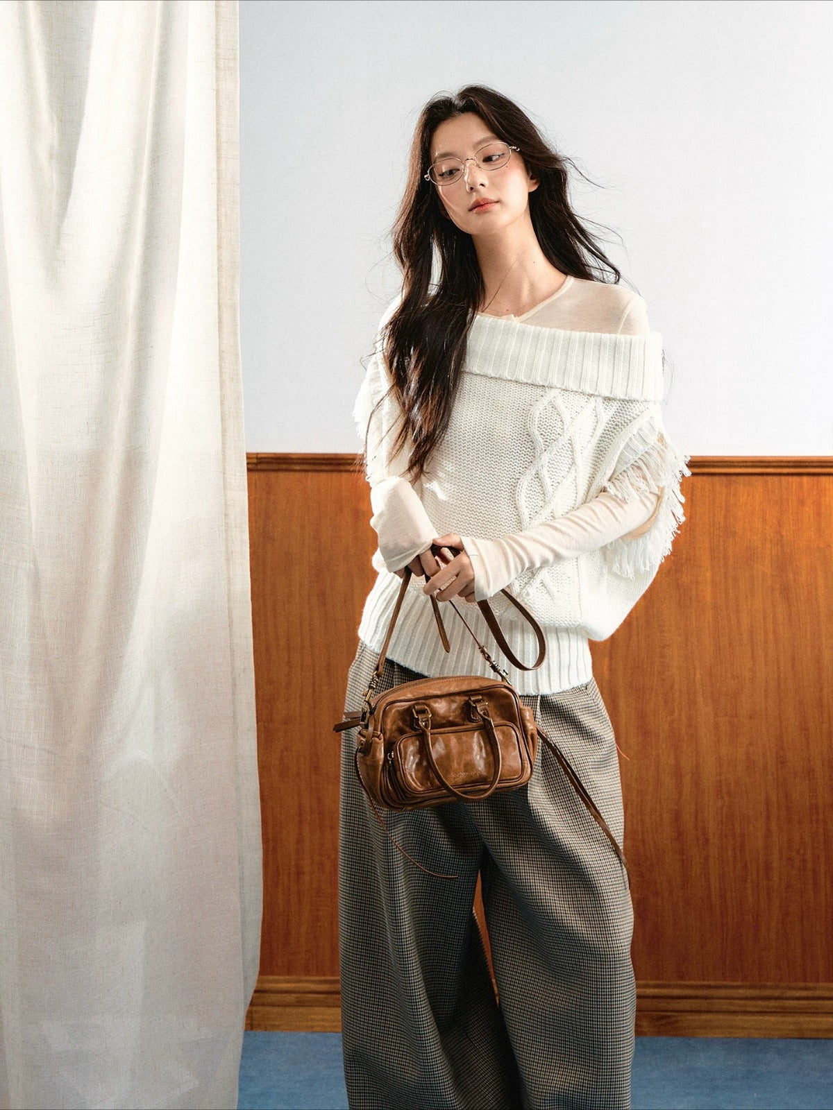Asymmetric Cable Knit Sweater