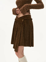 Brown Pleated Mini Skirt