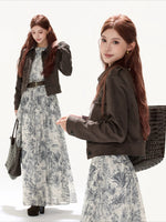 Vintage Suede Collared Cropped Jacket