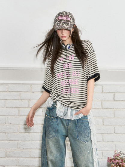 Floral Print Round Neck Short-Sleeve T-shirt