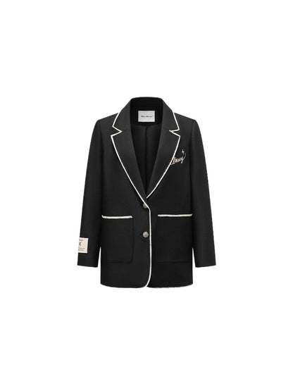 Black Contrast Edge Blazer