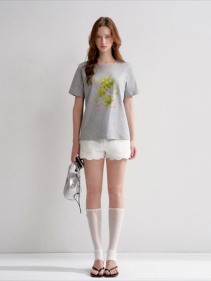 Embroidered Lace Denim Shorts