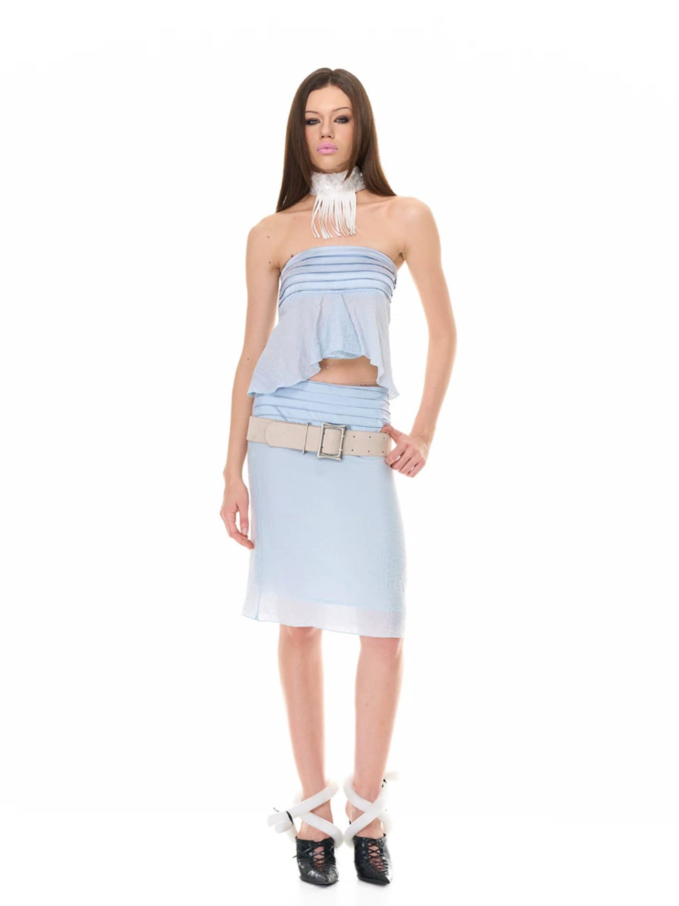 Pleated Organza Two-Piece Set