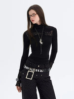 Lace Panel Turtleneck Top