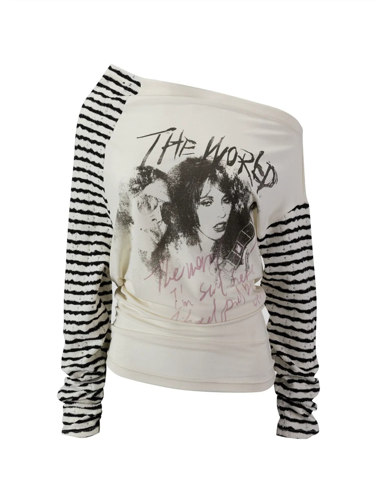 Punk Portrait Stripe Asymmetric Top