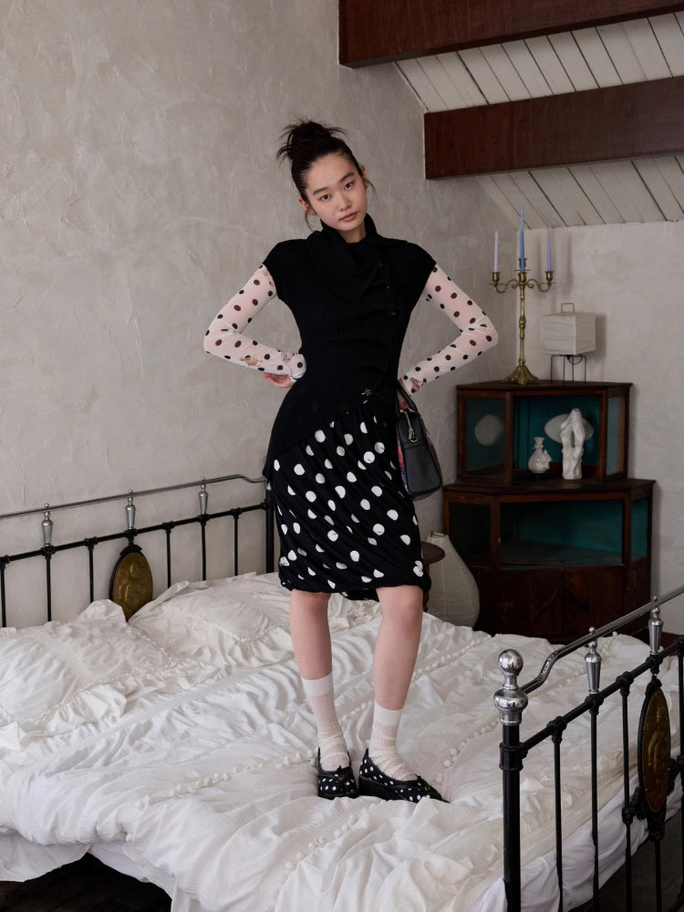 Asymmetrical Lapel Slouchy Knit T-shirt
