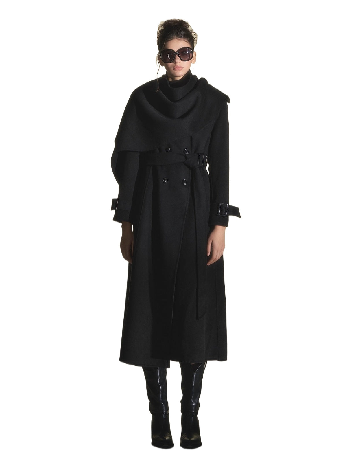 Cape Scarf Double-Faced Wool Coat