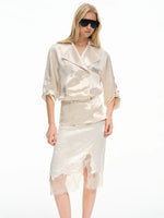 Acetate Lace Layered Midi Skirt