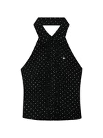 Black Polka Dot Halter Sleeveless Top
