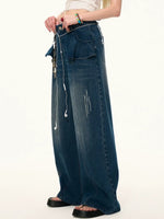 Vintage Ruffle Straight Leg Denim Jeans