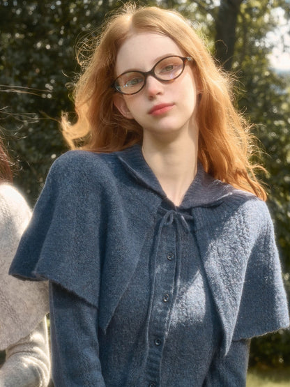 Snow Library Wool Knit Cape Cardigan &amp; Skirt Set