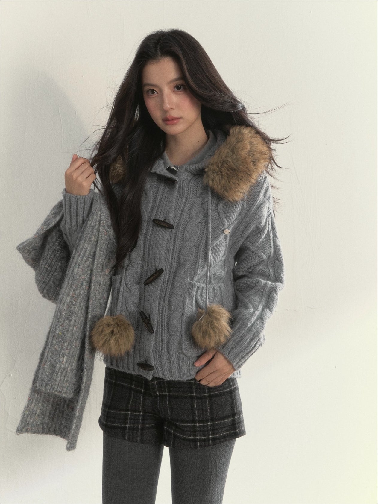 Wool Cable Hooded Sweater