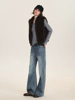 Faux Fur Knit Trim Vest