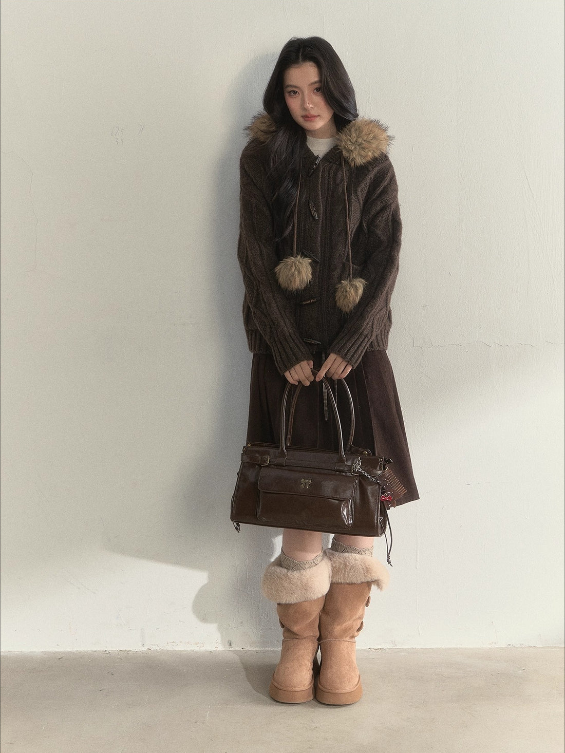 Wool Cable Hooded Sweater