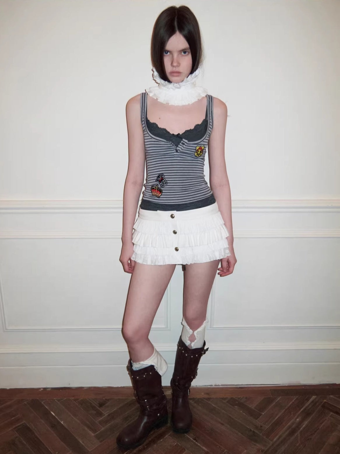 Lace Patchwork Knit Tank
