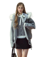 Wool Blend Faux Fur Collar Coat