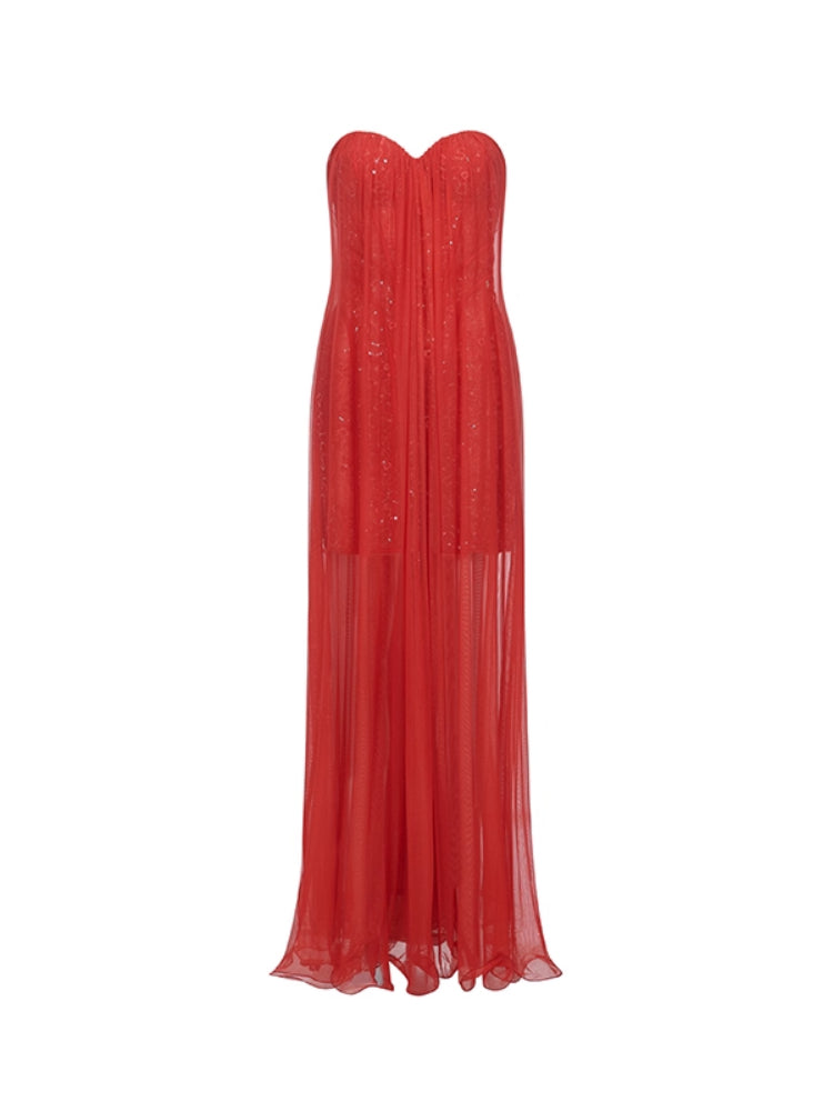 Netting Skirt Lace Backless Dress