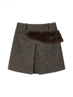 Speckled Faux Fur A-Line Skirt
