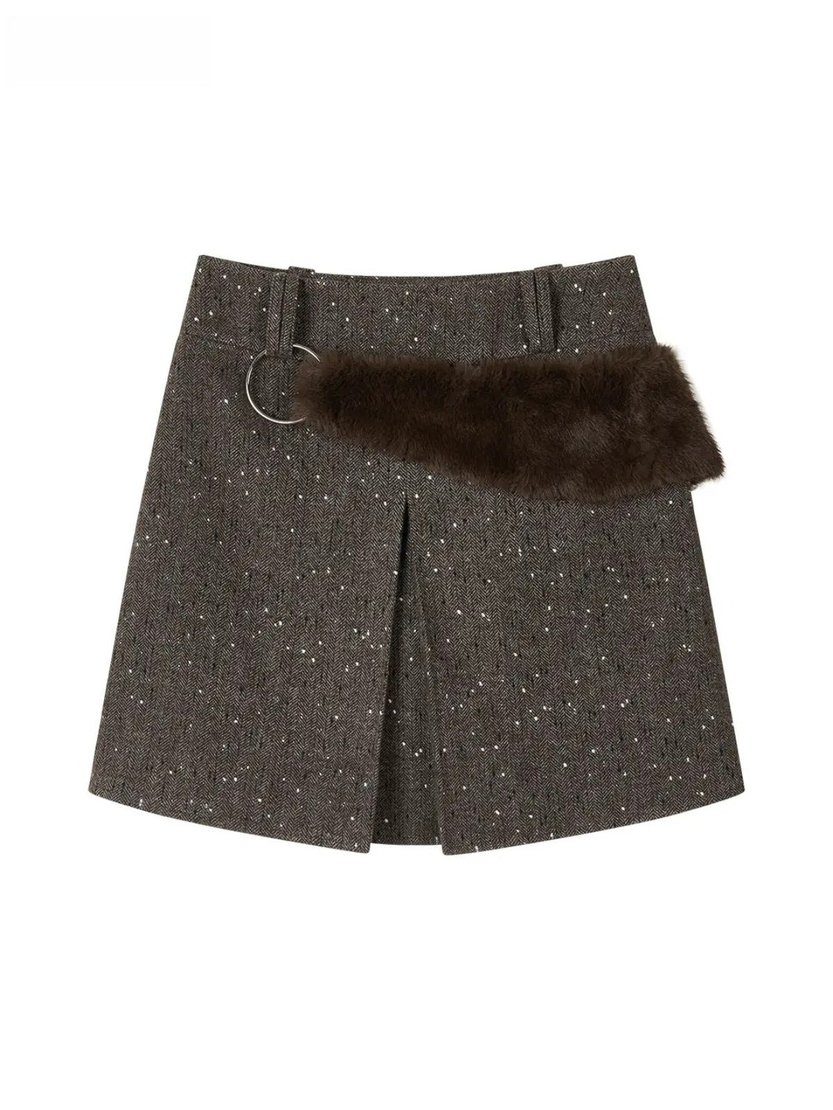 Speckled Faux Fur A-Line Skirt
