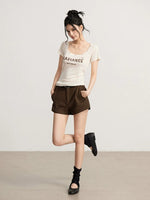 Letter U-Neck T-Shirt