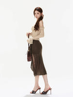 Retro Leopard Ruffle Slit Fishtail Skirt