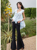 Ruffle V-Neck Sleeveless Blouse