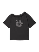 Leopard Rhinestone Shoulder Top