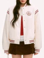 White Contrast Varsity Jacket