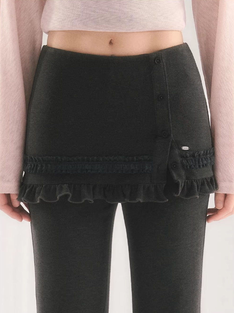 Gray Layered Flare Pants