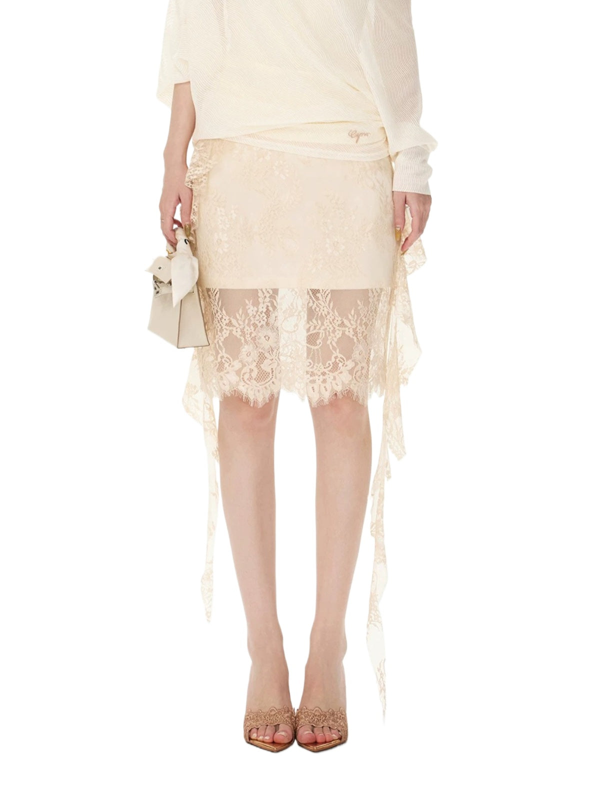 Lace Jacquard Midi Skirt