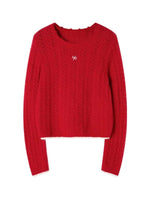 Alpaca Wool Contrast Trim Boatneck Sweater