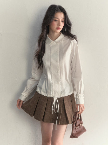 Vintage Doll Collar Double-Breasted Shirt