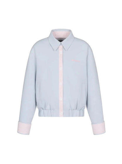 Collared Sweatshirt Patchwork Short Jacket
