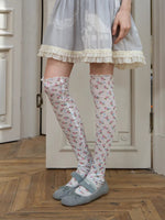 Floral Print Over-the-Knee Socks
