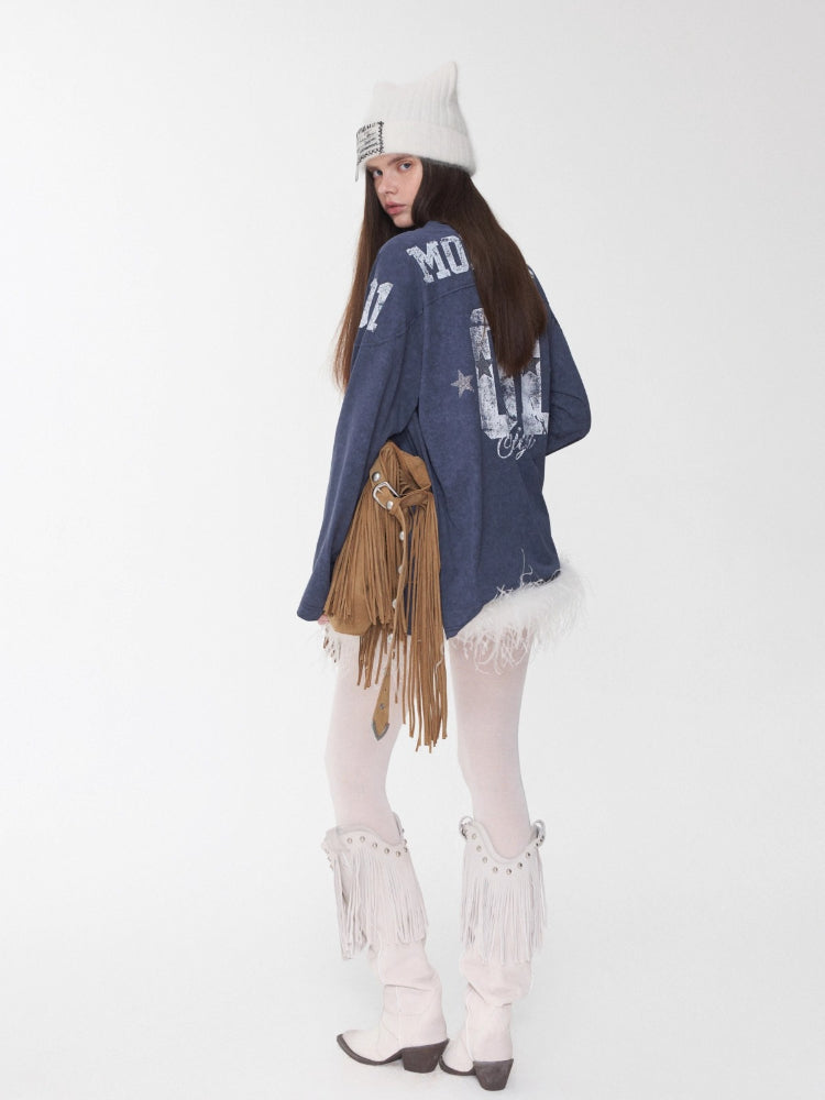 Football Rhinestone Long Sleeve Tee