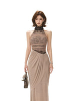 Lace Halter Mermaid Maxi Dress