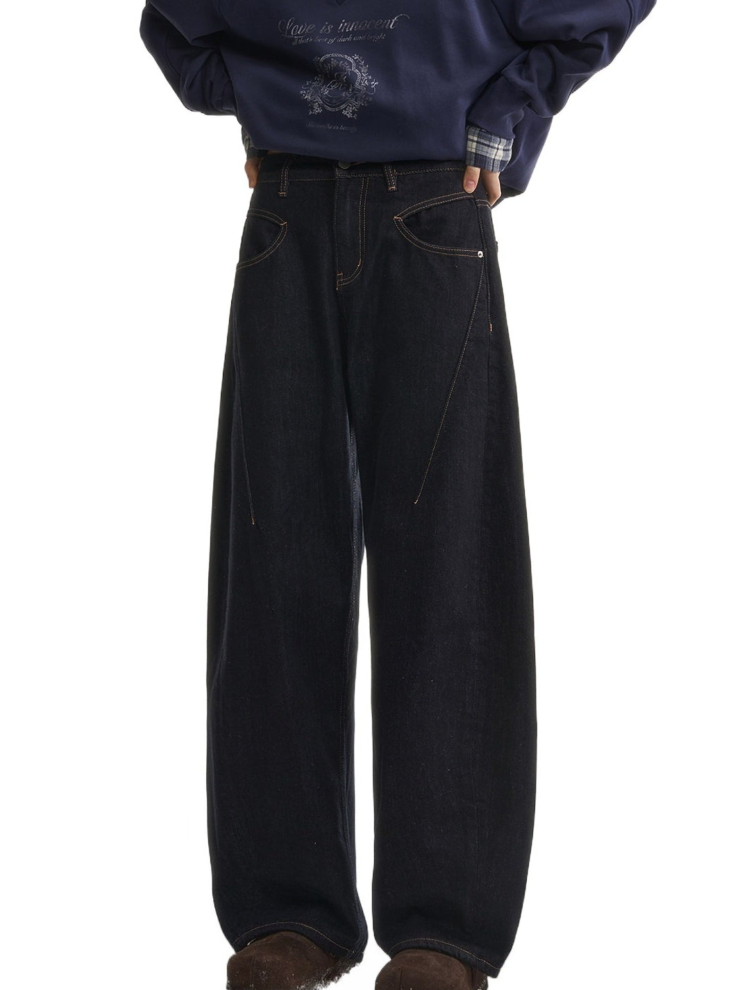 Vintage Washed Seam Denim Pants