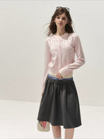 Beaded Contrast Knit Sweater