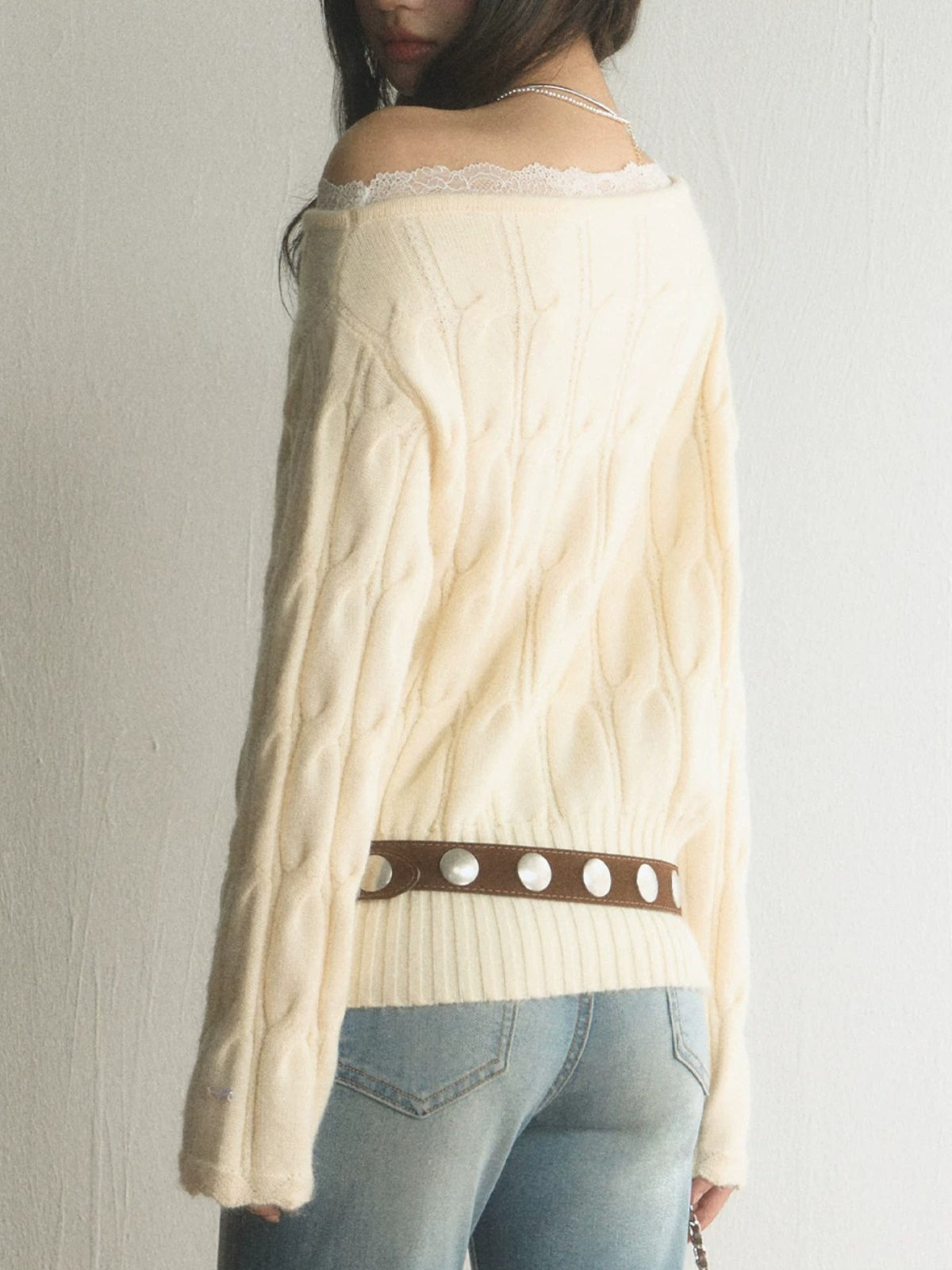 Off Shoulder Knit Sweater