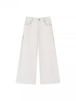 Wave Embroidered Wide-Leg Pants