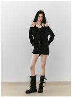 Knitted Floral Convertible Hollow-out Coat