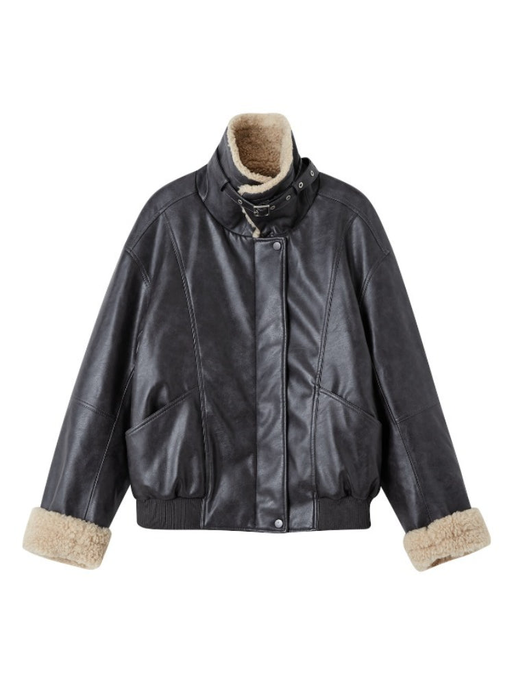 Black Shearling Moto Jacket