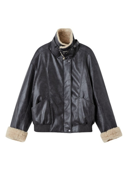 Black Shearling Moto Jacket