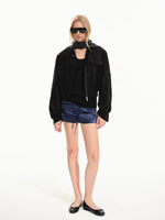 Linen Blend Cropped Utility Jacket