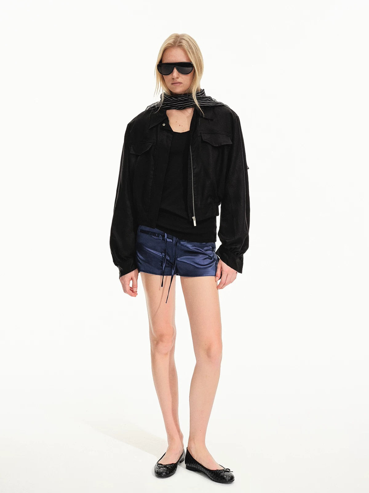 Linen Blend Cropped Utility Jacket